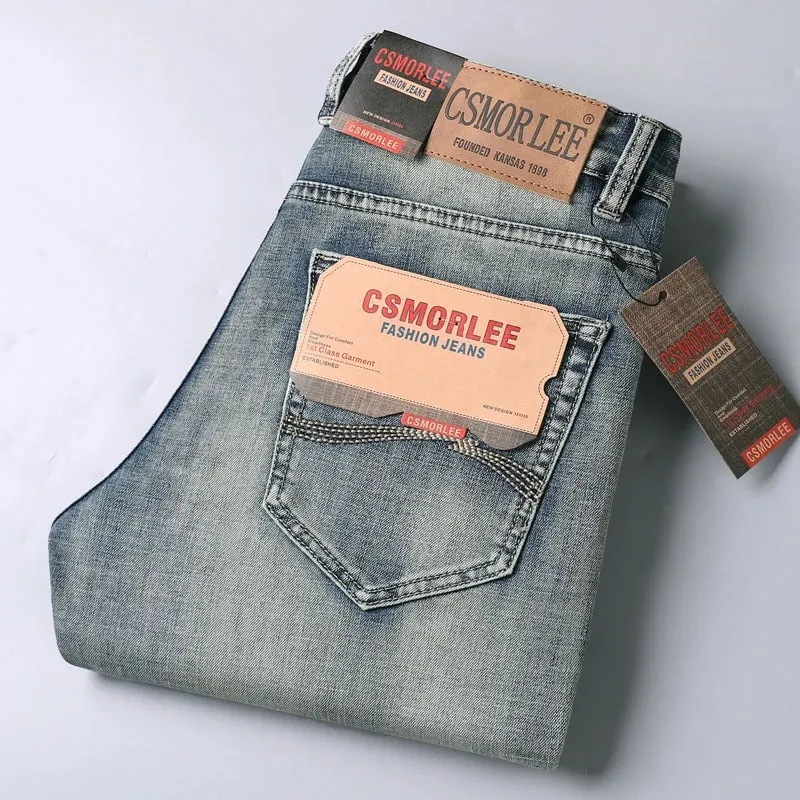 Jean extensible pour hommes, coupe régulière, Business décontracté, Style classique, mode, pantalon en Denim, Vintage, noir, bleu, nouvelle collection 2026