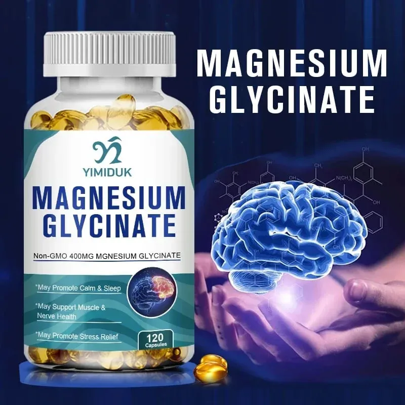 Yimiduk Pure Magnesium Glycinate Supplement with Vitamin B6 for Fights Fatigue Cramps & Heart Health Reduces Anxiety Vegan