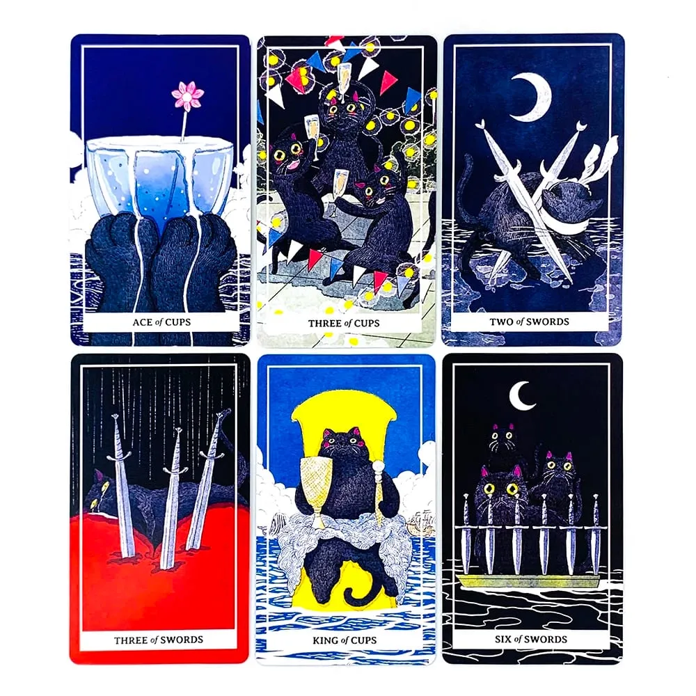 New Black Cat Tarot Deck 78PCS Cat-Themed Tarot Cards Meditation Divination Edition Deck Borad Game Party Games For Cat Lovers