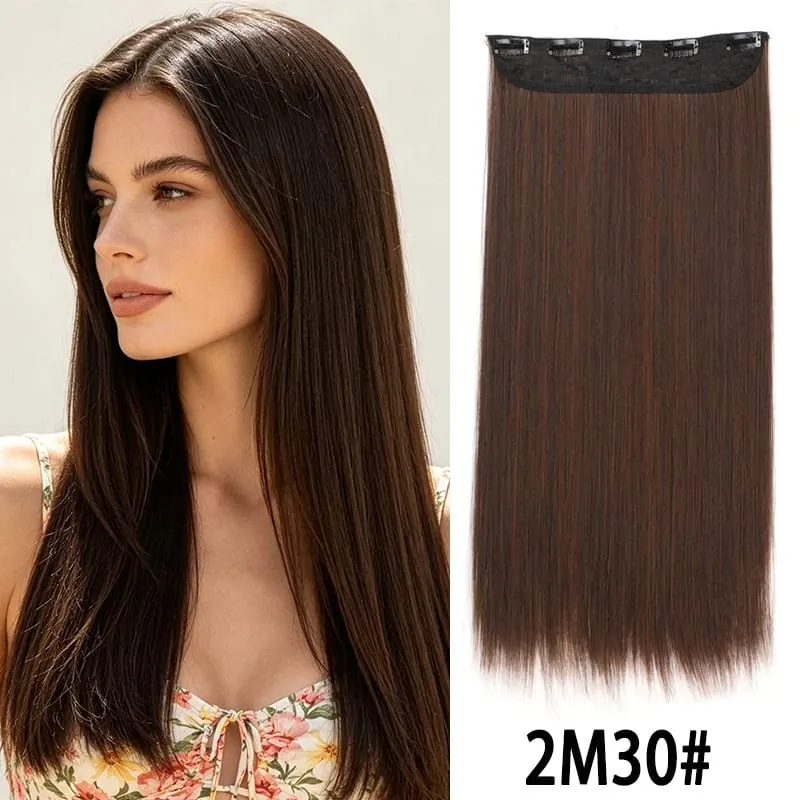 24Inch Synthetic Long Straight Hair Extension One Piece Clip On Hairpiece for Women Increase Hair Volume Daily Party Hairstyle