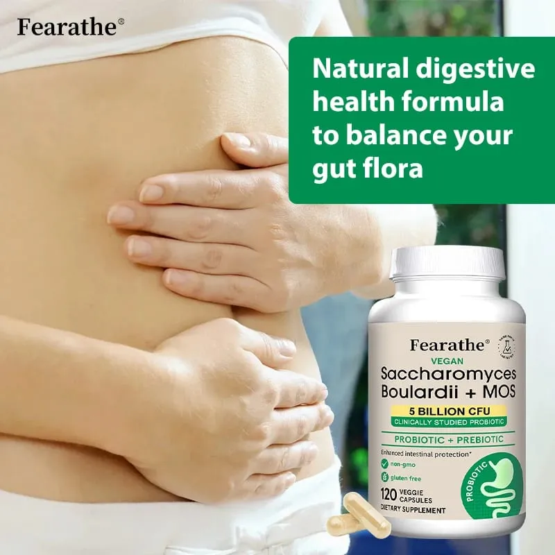 Saccharomyces Boulardii Probiotics Capsules for Women & Men Promote Intestinal Gut Immune & Digestive Health Non-GMO
