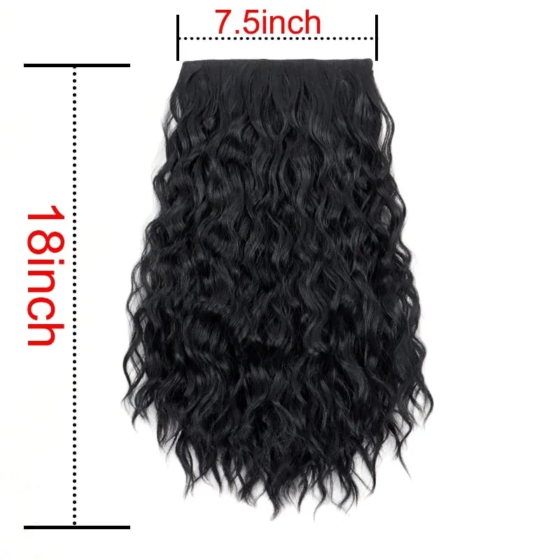 18Inch Synthetic One Piece 6 Clips Short Wavy Curly Clip-In Hair Extension Invisible Fulffy Black Brown Hairpiece for Women