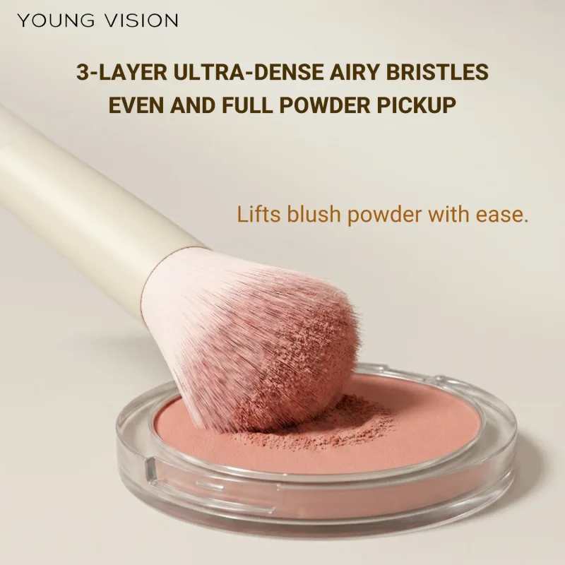 Make-up Brushes Beginner-Friendly Blush Brush with Birch Wood Handle – Soft Fluffy Face Powder Brush