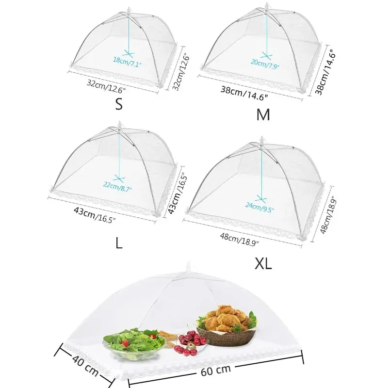 Large pop-up white mesh food cover tent - foldable and washable suitable for outdoor picnics barbecues and parties