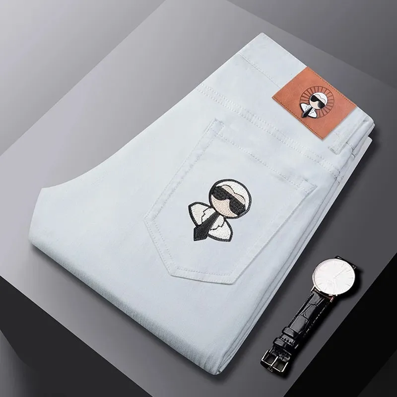 Fashion Men Jeans Stretch Straight Leg Casual Slim Fit Denim Pants Male Brand Luxury Design Business Classic Trousers