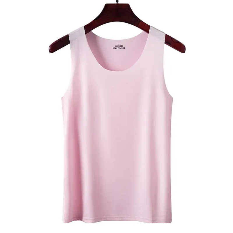 1pcs Summer Women Men Thin Tank Tops Seamless Ice Silk Vest Undershirt Underwear Students Korean-Style Slim Vest Sleeveless Tops