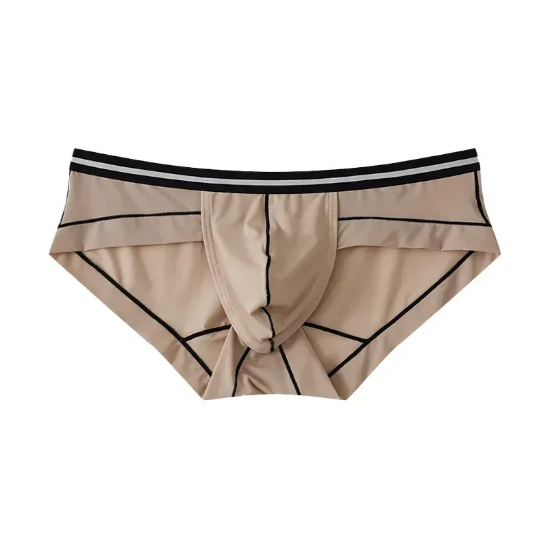 Ice Silk Briefs Seamless Panties Men Bulge Pouch Underwear Male Breathable Underpants Man Sexy U Convex Pouch Bikini Lingerie