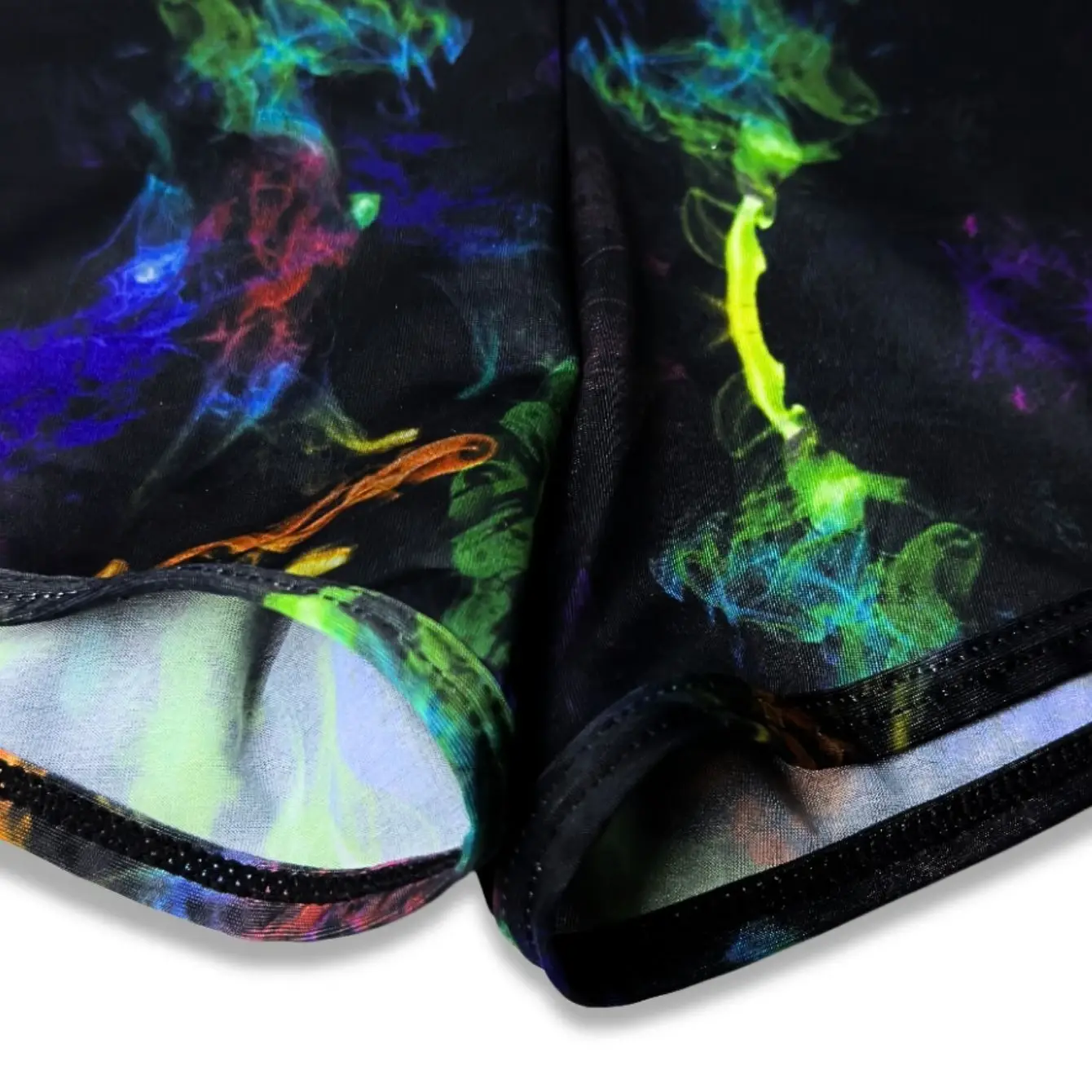 Fashion Unique Men's Smoke Print Split Side Ice Silk Trunks Low Rise Quick Dry Sport Lounge Shorts for Gym Daily Running Wear
