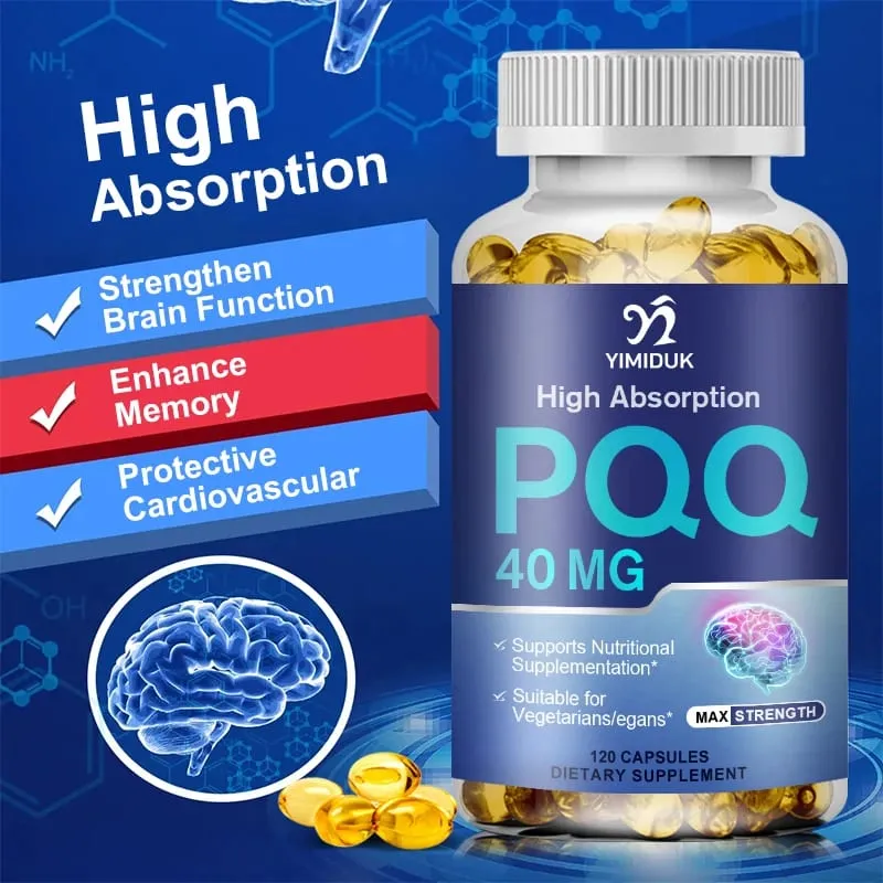 PQQ Capsules Supplement 40 mg - Mitochondrial Biogenesis & Metabolism - Supports Brain Heart Health & Cognitive Function