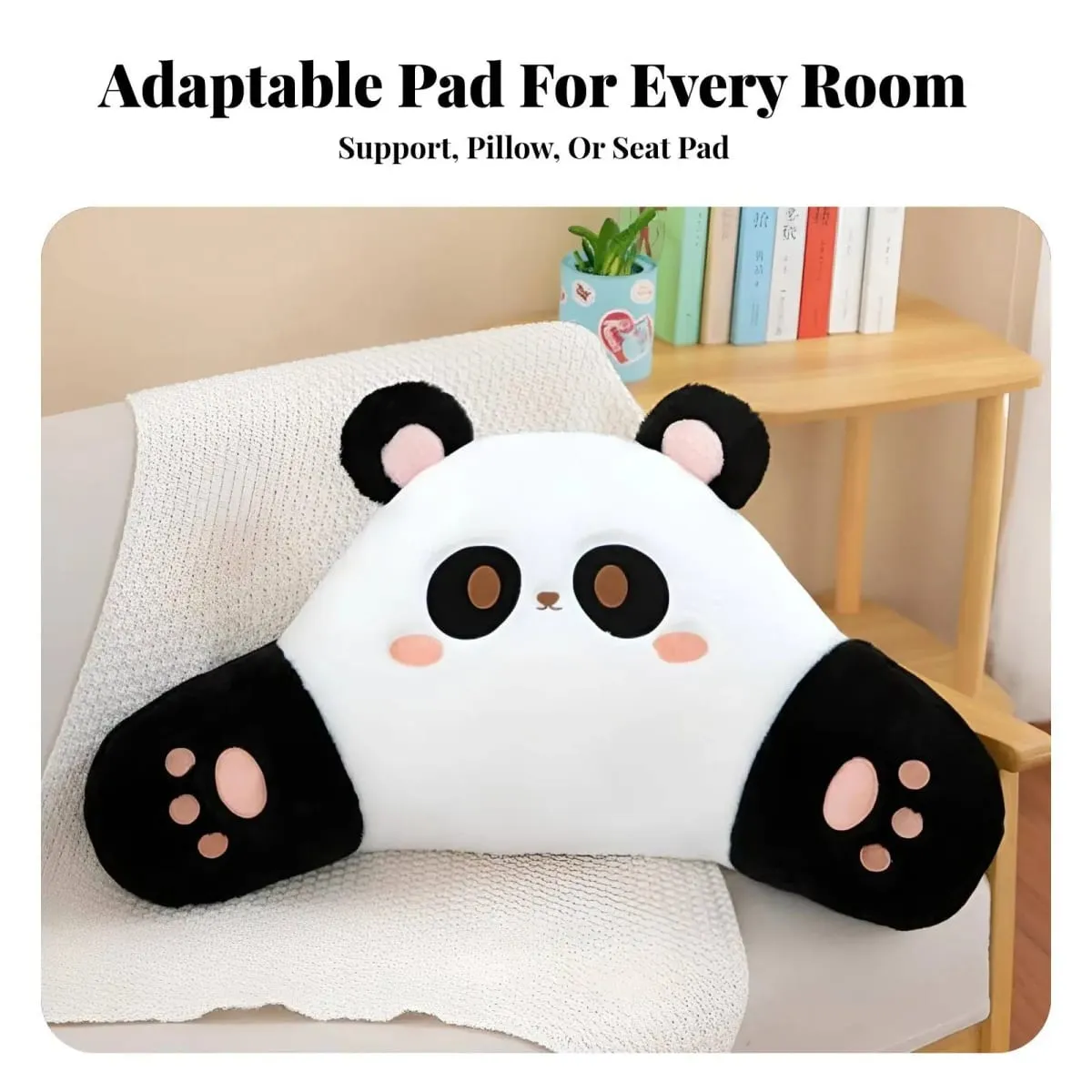 Panda Sofa Pillow Faux Sheepskin Black Cream Decorative Throw Living Room
