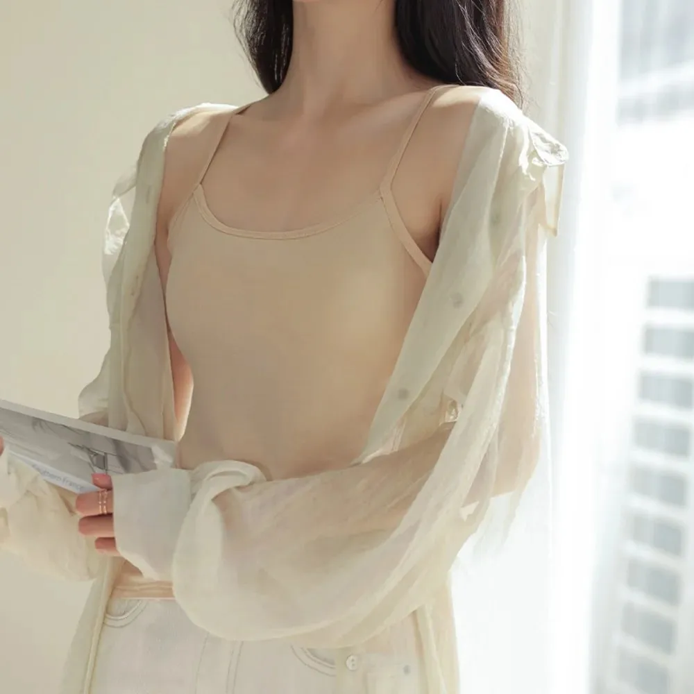 Women Solid Color Cotton Camisoles Summer Girl Sexy Sleeveless T-Shirt Thin Camisole Tank Top Simple White Black Slim Crop Top