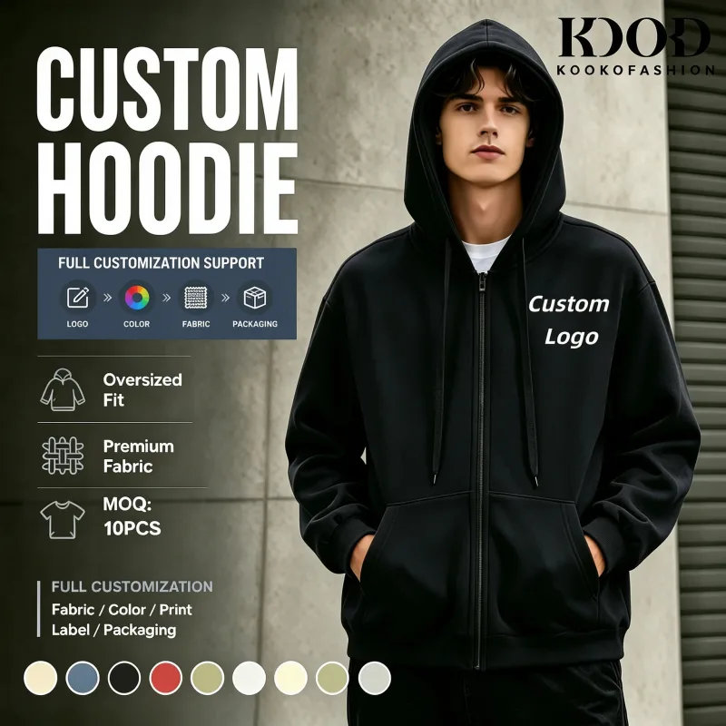 Customized Logo Zipper Hoodies Autumn Winter Fashion Embroidery Company Printed Sweatshirts Men Women Personality Hoody Pullover