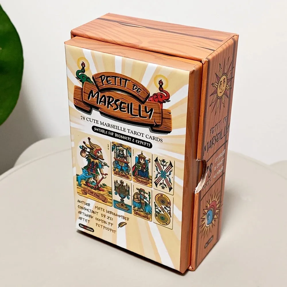 Petit De Marseilly Tarot Deck 78 Pcs Cute Chibi Marseille Tarot Cards in Rigid Box 12*7cm Double-embossed Cardstock