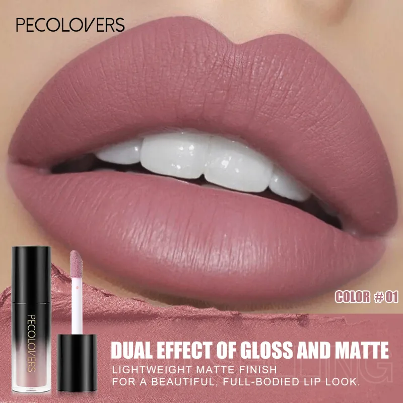 Brilho labial de veludo fosco, múltiplas cores, à prova d'água, de longa duração, copo antiaderente, batom suave para aplicar alta renderização de cores