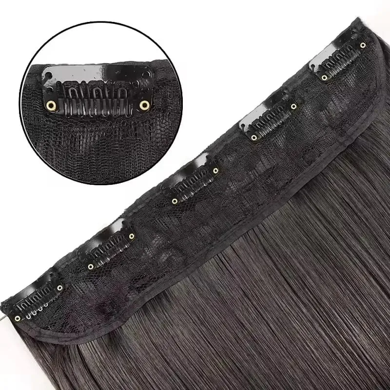 32 Zoll synthetische Haarverlängerung ohne Clips, unsichtbarer Draht, künstlich, natürlich, falsch, lang, glatt, blond, für Frauen