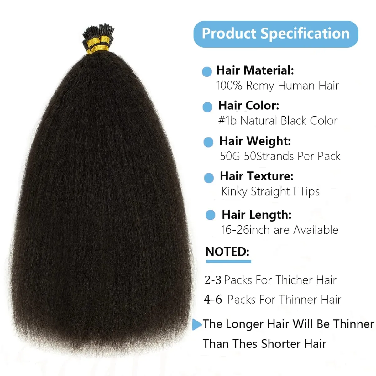 Kinky Straight Microlinks Hårförlängning Virgin Human Hair Natural Black Keratin I Tip Hårförlängning 50g/set För kvinnor