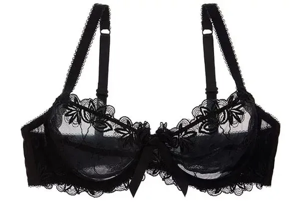 Women Sexy Sheer Mesh Lace Bra Set Thin Minimizer Big Bust Bowknot Pure Desire Lingerie Brassiere Underwear 34‑40 BC