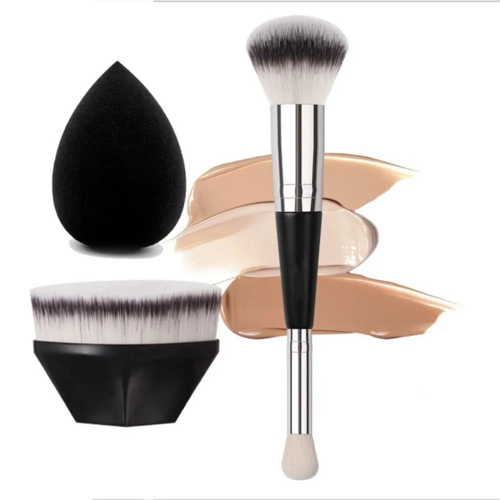 Rounded Taperd Dual-ended Foundation Brush Short Hair Flawless Dual-purpose Makeup Brush Makeup Brushes for Liquid Cream Powder