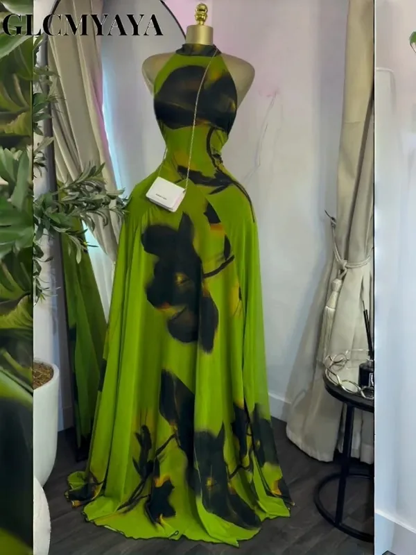 Women Printed Sleeveless with Sashes Fit and Flare A-line Maxi Dress 2026 Streetwear Beach Holiday Long Dresses Vestido — image 3