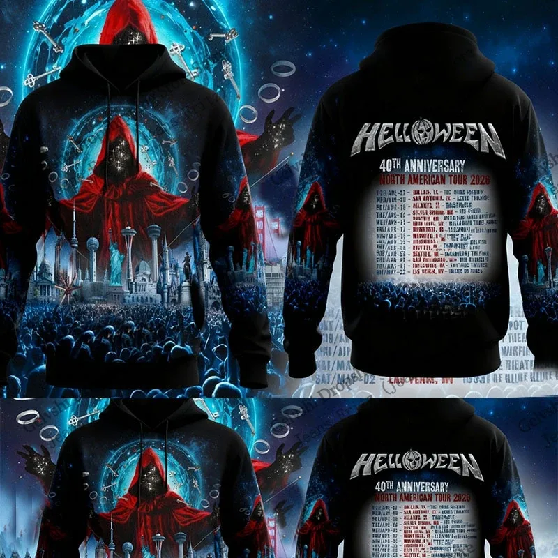 Rock Band Helloween 40 Year Tour 3d Print Hoodie Men Women Fashion Halloween Hoodie Sweatshirt Men Hoodies Autumn Winter Clothes