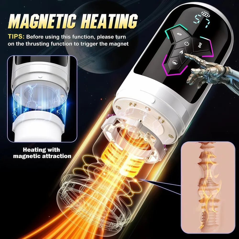 Automatic Telescopic Male Masturbator Thrusting Sucking Machine Vibration Heating Blowjob Masturbation Cup Adult Men Sex Toy