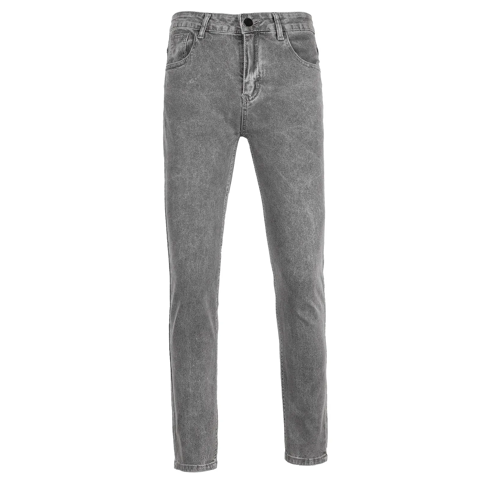 Men New Trendy Slim Fit High Waist Denim Pants Washed Straight‑Leg Casual Jeans For Men