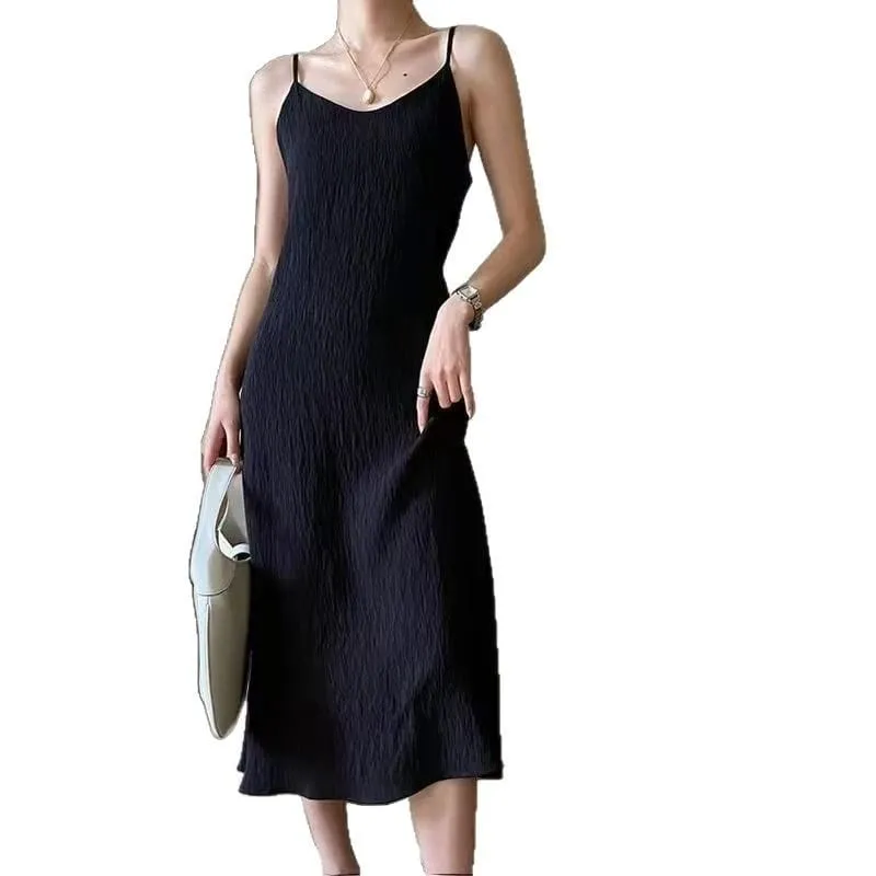 Chiffon Pleated Dress Women Slim Fit Summer Dress Elegant Casual Layered Long Dress for Women