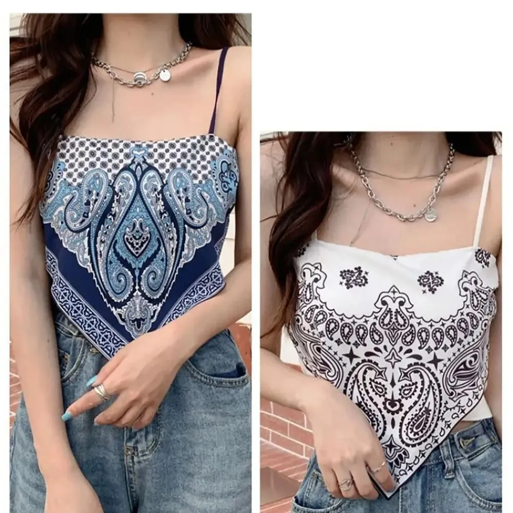 New Retro Camisole 39cm Cotton Triangle Scarf Cashew Flower Wear Tube Top — image 5