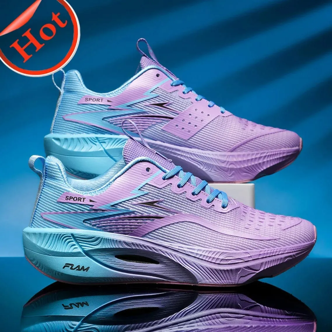 Men Running Shoes Carbon Plate Cushioned Anti Slip Breathable Mesh Athletic Sneakers for Women Marathon Training Tennis Sports