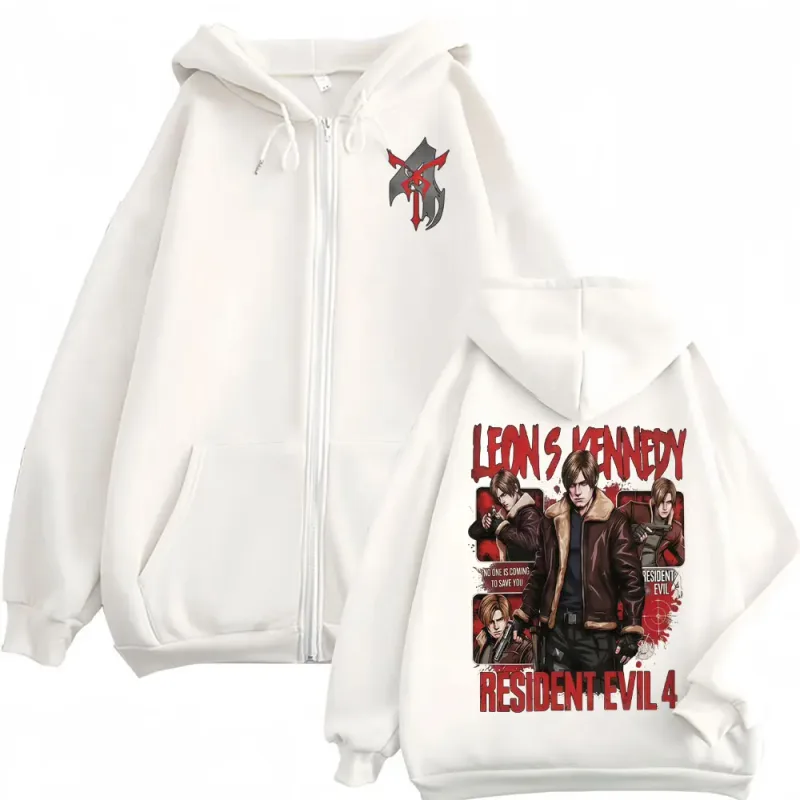 Leon Kennedy Zip Up Hoodie Resident Evil Requiemm Gamer Gift Zipper Hoodies Men's Women Fashion Harajuku Jacket Sweatshirt Coats — image 7