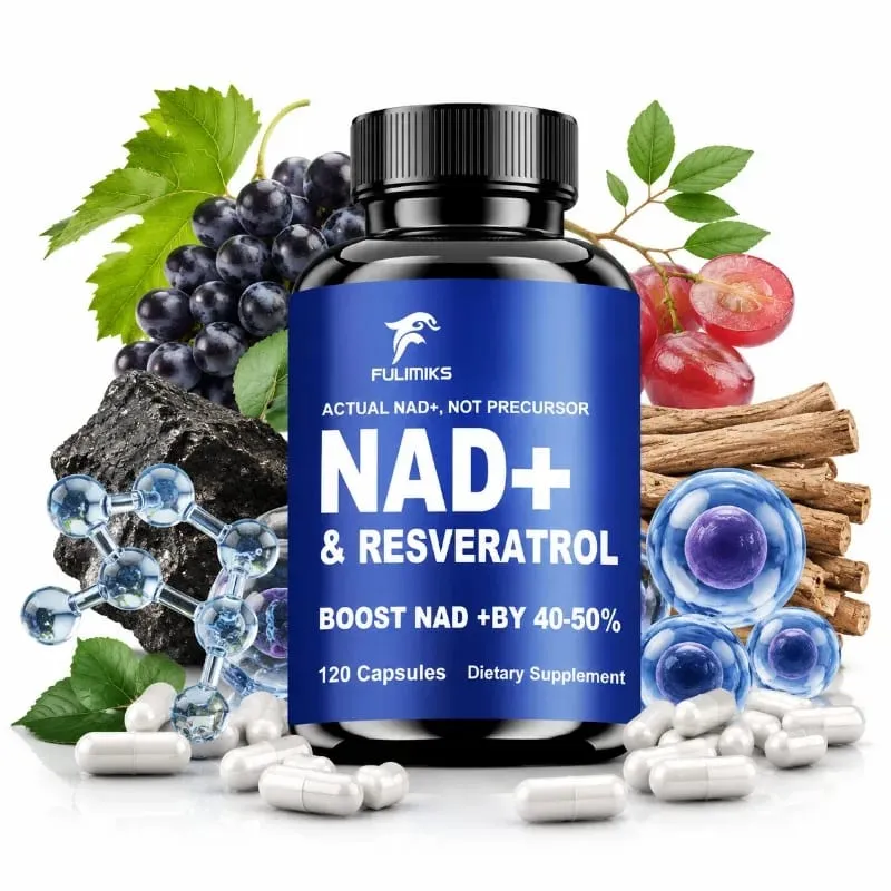 Fulimiks NAD+ Resveratrol Capsules with TMG & Vitamin B Enhance Vitality Skin Health Focus Antioxidant Immune for Adults