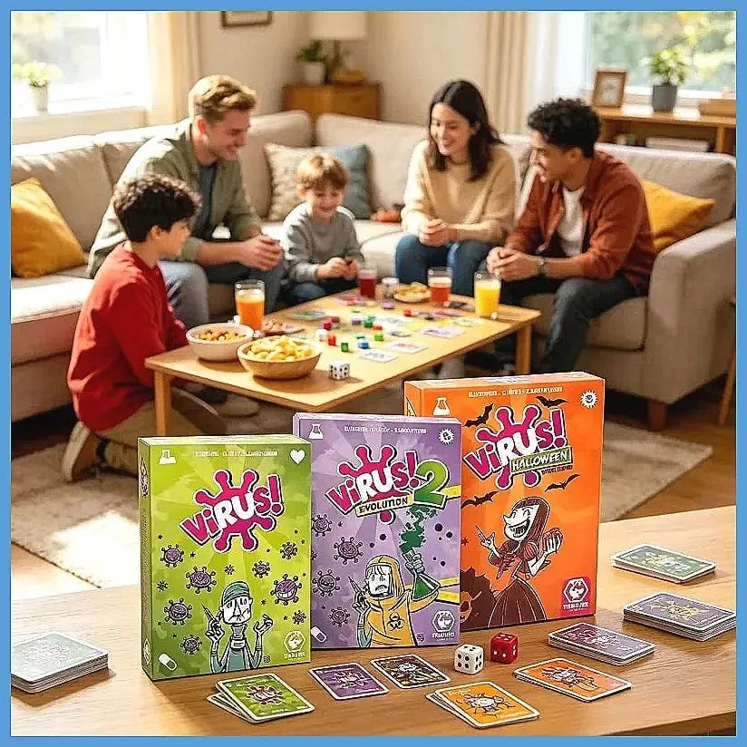 Virus Series 1&2 Family Strategy Card Game Set + Halloween Party Board Game for Adults Youth Group Interactive Entertainment