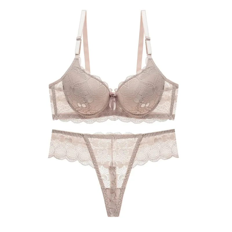 Women s Floral Lace Lingerie Set Sheer Mesh Seductive Babydoll Push up Bra and Panty 2 Pcs Set with Garter Belt