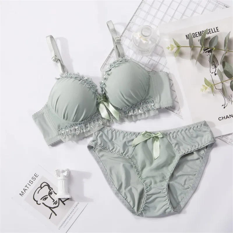 Set Bra Renda untuk Gadis Seluar Dalam Seksi Bra Wanita Pakaian Dalam Wanita Sweet Comel Bra Gadis Bernafas Set Seluar Dalam Lembut Seluar Bra Seksi