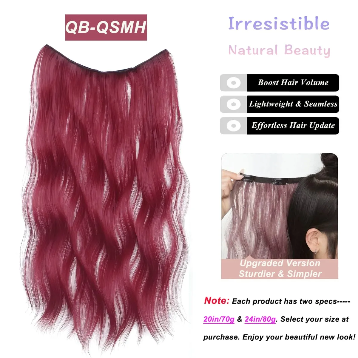 Synthetic Wavy/Straight Wigs Clip in Hair Extensions 20inches/24inches Clip On Hair Extensions for Women Hair Accessories