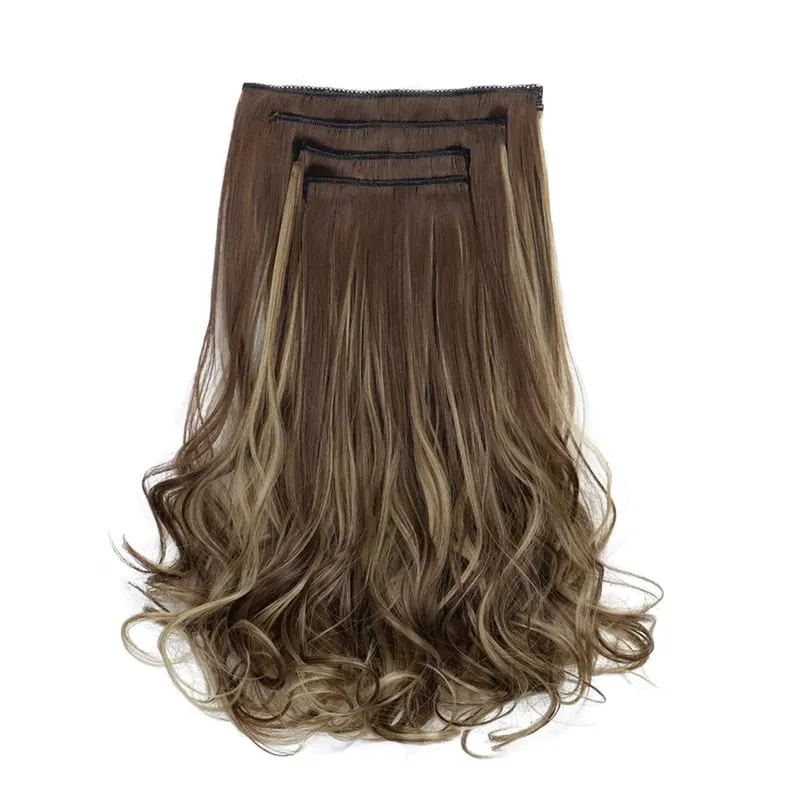 Synthetic 14Inch Short Wavy Curly Hair Extension 4pcs/set Clip -in Invisible Soft Hairpiece for Women Party Daily Use