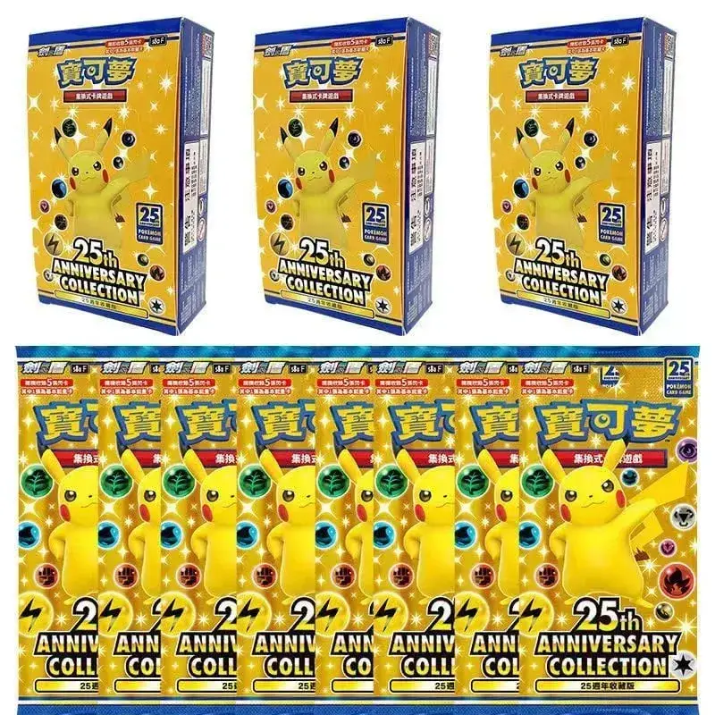Nová sběratelská karetní hra Pokemon k 25. výročí Hračka Sběratelské lesklé karty Tradiční čínská edice pro sběratele