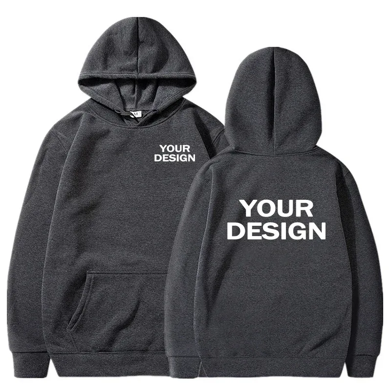 Customized printed men's and women's hoodies, loose casual solid color hoodies, personalized street long sleeved sweatshirts