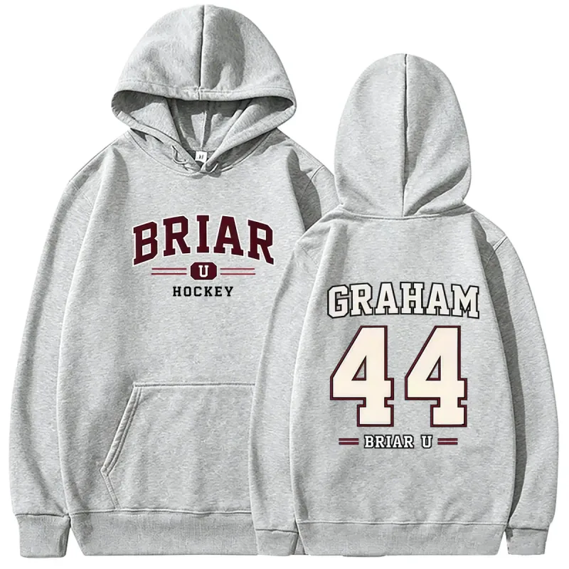 Di Luar Kampus Briar University Hockey Graham 44 Hoodie Grafis Pria Wanita Vintage Kaus Kebesaran Pria Fashion Pullover Hoodies