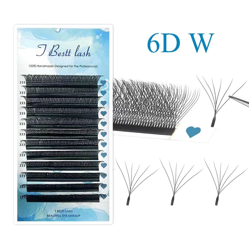 Tbestt extensão de cílios em forma de 5D-W, fãs de volume pré-fabricados, estilo W, cílios postiços de vison macios e fáceis de ventilar