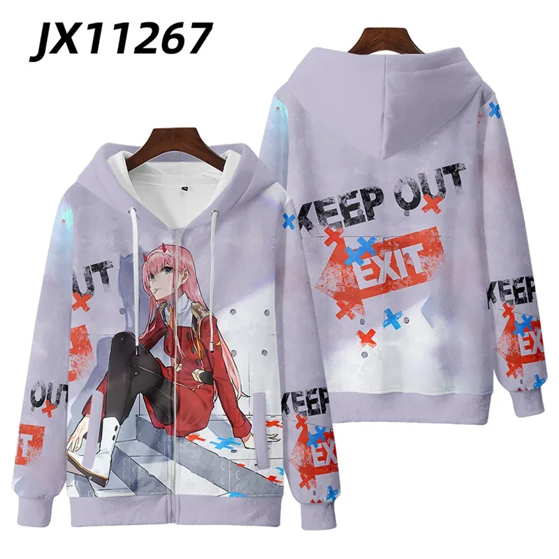Hot Japan Anime Darling In The Franxx Cosplay Zipper Hoodies 3D Print Men Women Hip Hop Tracksuit Zipper Hoodie Men's Clothing
