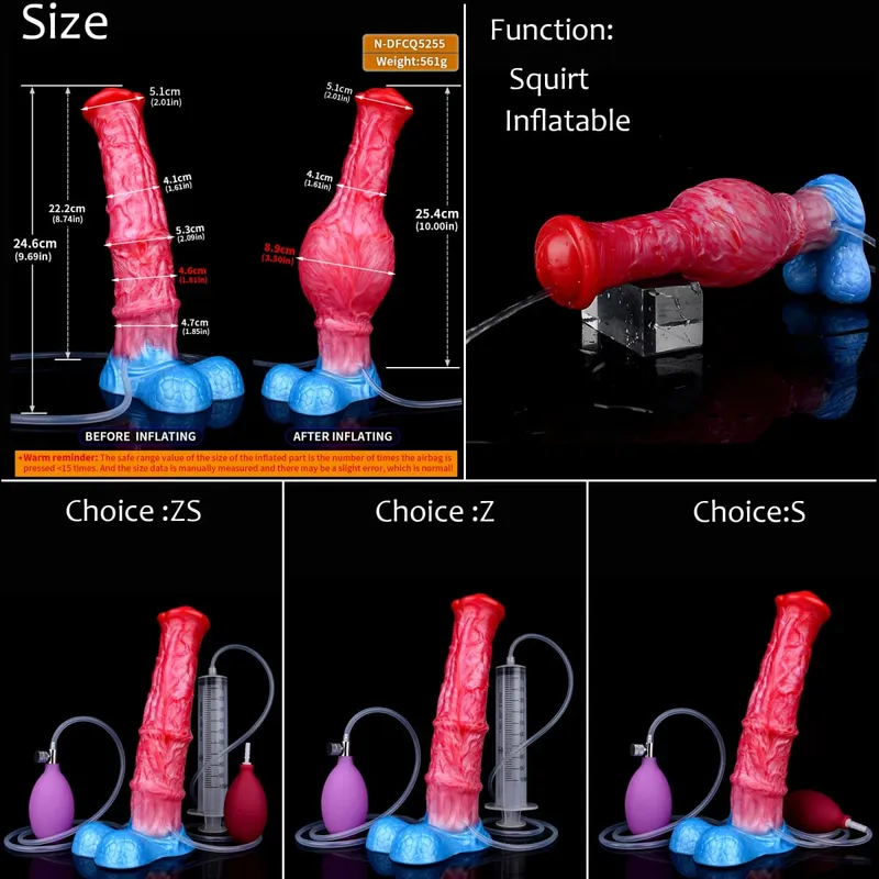 Silicone Inflatable Ejaculation Knot Dildo Adjustable Girth Squirting Fantasy Horse Penis Adult Sex Toys Anal Dilator