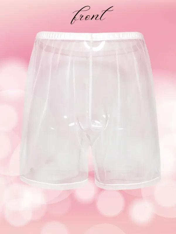 Sous-vêtements Sexy en maille transparente pour hommes, 1 pièce, doux, Transparent, pour la maison, coupe ample, pantalon de boxe, short de sommeil, vêtements de nuit, pyjama