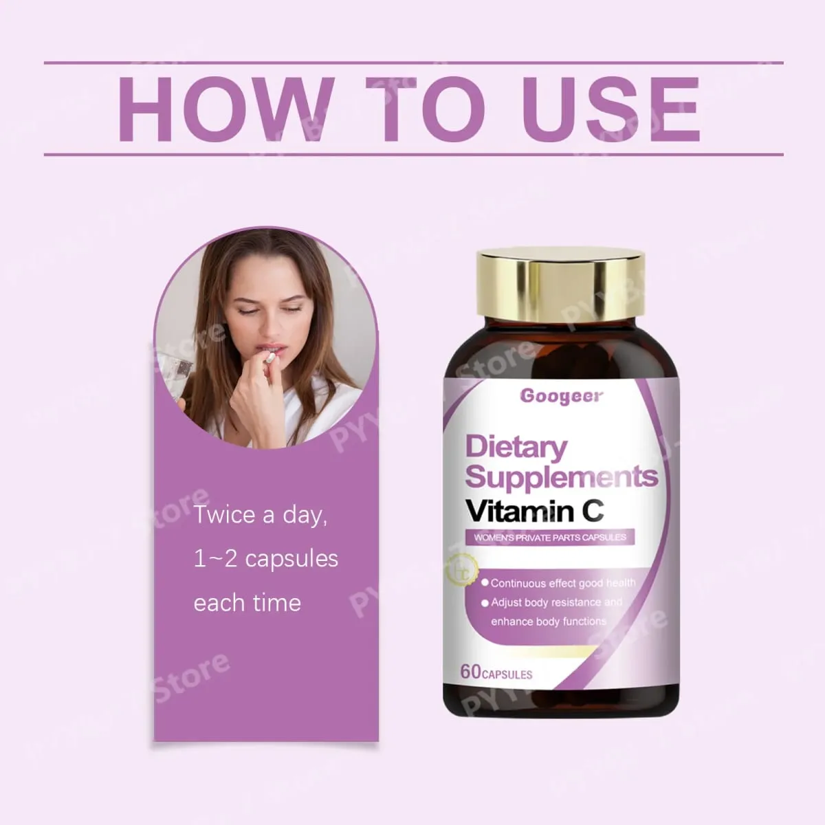 Vitamin C Capsules 60 Count Daily Nutrition Supplement Convenient Format for General Wellness and Healthy Lifestyle Support