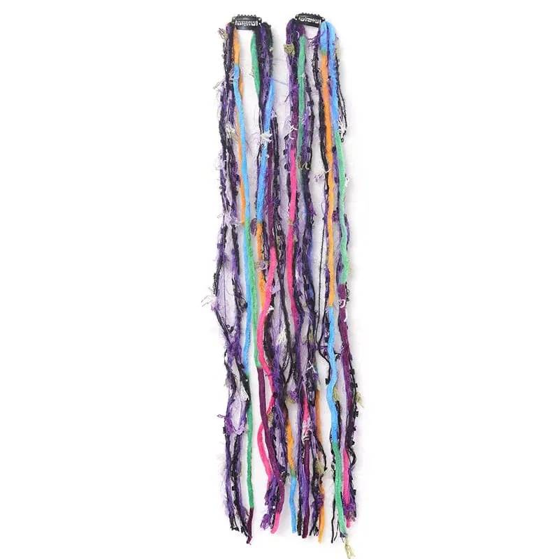 Clip In Dreadlock Hair Extensions Bohemian Frayed Wispy Thin Synthetic Boho Braids For Women Daily Rave Party Hairstyle