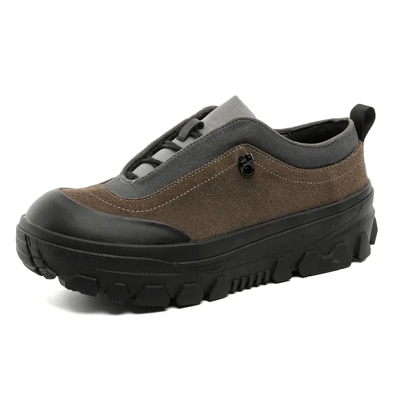 Lelaki Retro Outdoor Hiking Sole Chunky Sneakers Tinggi Meningkatkan Kasut Sukan Bertali Kasual Hangat untuk Mem's Fall Shoes
