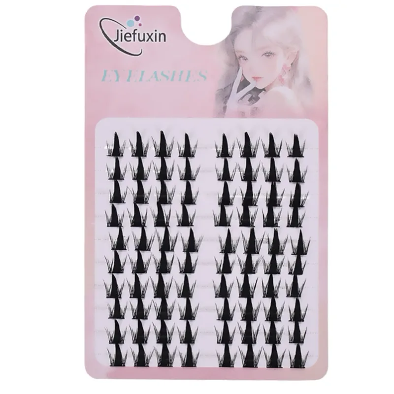 Tapered Thick Fox Eye Manga Cluster Lashes Jiefuxin Large Capacity Tray DIY Segmented Individual Self-Graft Lash Extensions