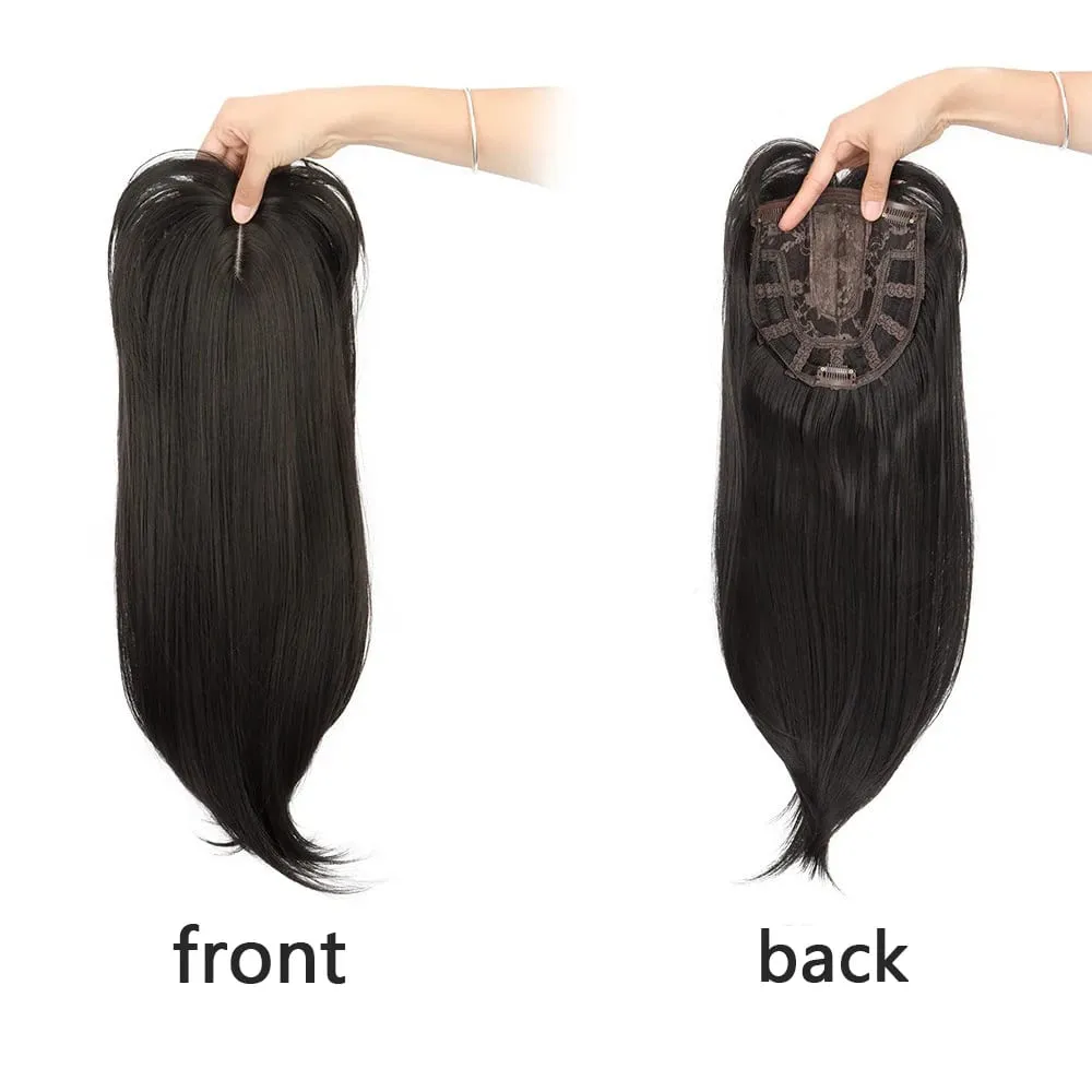 Synthetic Hair Woman Topper Clip In With Bangs Hairpiece Hair Extension Thin Breathable Blonde Toppers Hair Women Wig Fake Hair
