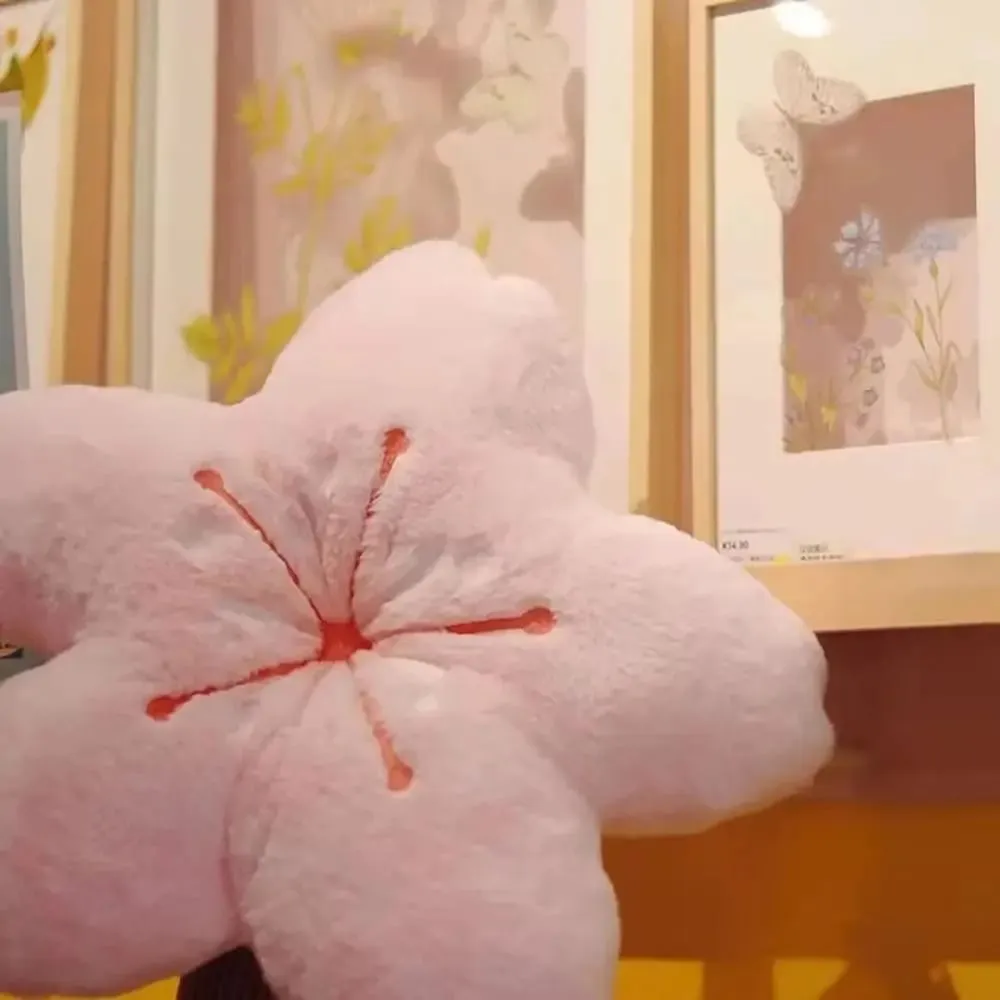 Kawaii 45cm Plush Pillow Cherry Blossom Soft Room Decor Pillow Pink Tatami Cushion Photo Decorations