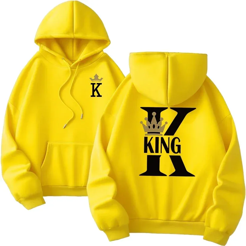Gran oferta, sudaderas con capucha para hombre y mujer, sudaderas con estampado King Queen, ropa informal versátil para parejas, jersey diario para Otoño e Invierno Y2k